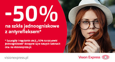 50% na soczewki z antyrefleksem
