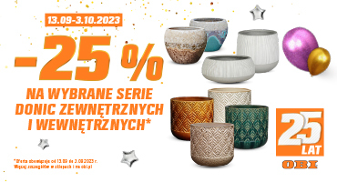  - 25% na wybrane  donice
