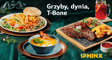 Grzyby, dynia, T-bone w Sphinx